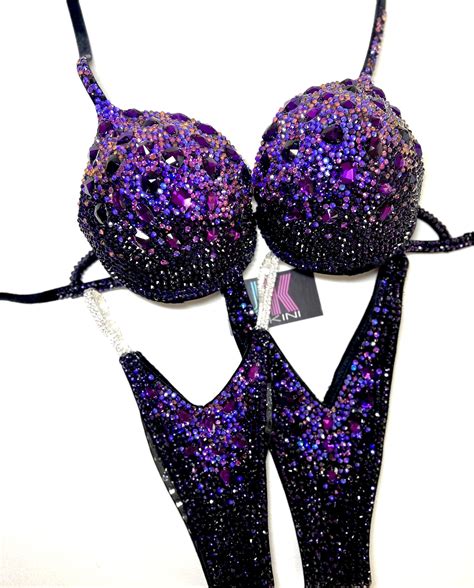 Purple Bikini Competition Suit Ifbb Bikini Sparkling Bikini