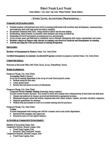 Entry Level Accountant Resume Template Premium Resume Samples And Example