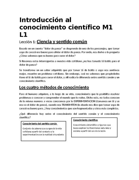 Introducción Al Conocimiento Científico M1 L1 Introducción Al