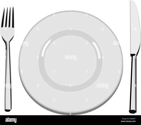 Empty Plate With Silverware Black And White Stock Photos And Images Alamy