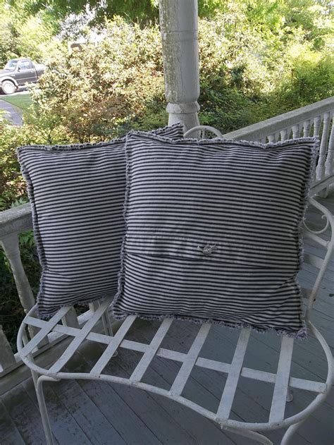 Pair Ticking Stripe Pillows Cover Ticking Pillows Shams Custom Sizes