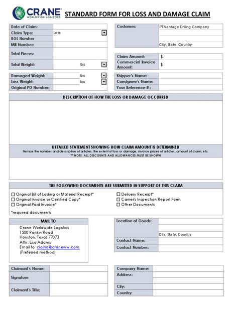 Claim Form Damage Loss v4 0 | PDF | Cargo | Bill Of Lading