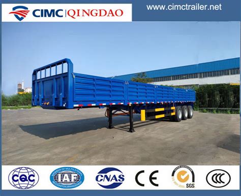 Cimc 40FT Tri Axle 40 Tons Flatbed Cargo Trailer With Side Wall Truck