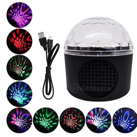 Globo Bola M Gica Led Rgb Alto Falante Bluetooth Potente Top Usb V Cor