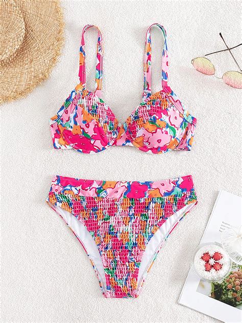 Shein Shein Swim Vcay Ba Ador Bikini Con Aro Con Estampado Floral