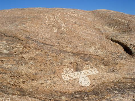 Inscriptions near the summit: Independence Rock State Historic Site ...