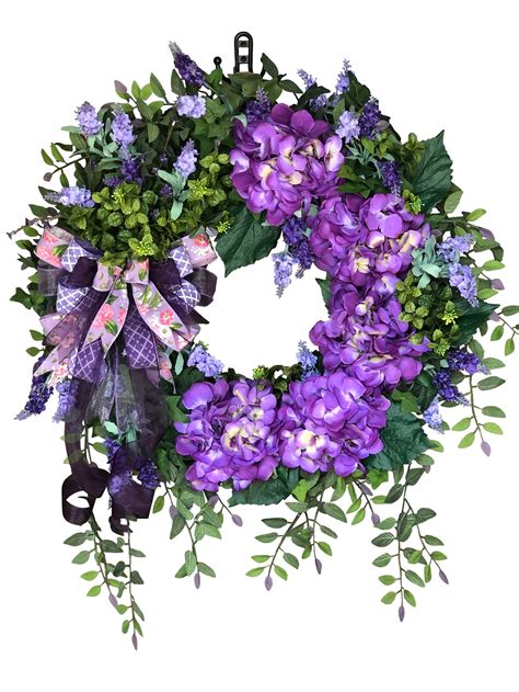 Purple Hydrangeas Wreath Spring Floral Wreath Spring Wreath Etsy