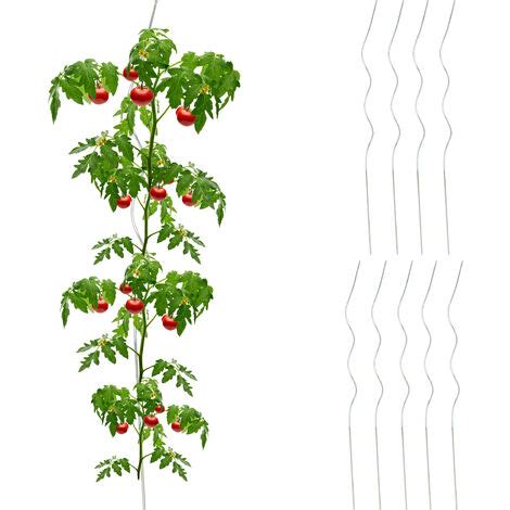 Relaxdays Tutores Plantas Espiral Set de 10 Cañas Tomate Acero