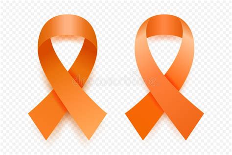 Vector 3d Realistic Orange Ribbon Set. Leukemia Cancer Awareness Symbol ...