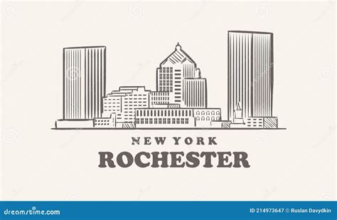 Rochester USA Skyline And Landmarks Silhouette Vector Illustration