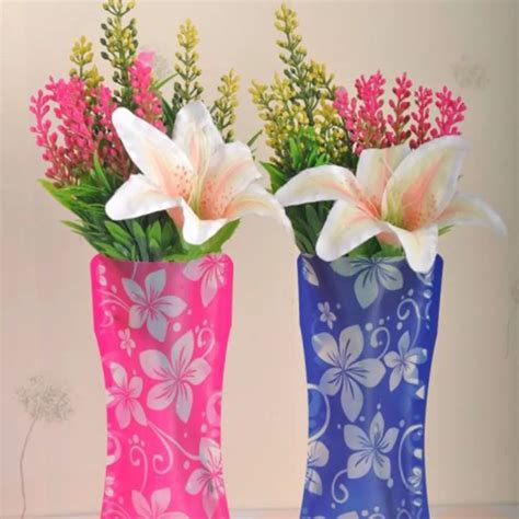 2Pcs Set High Quality Foldable Folding Flower Vase PVC Durable Vase For