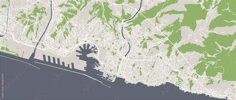 map of the city of Genova, Liguria, Italy, Europe Stock Vector | Adobe ...