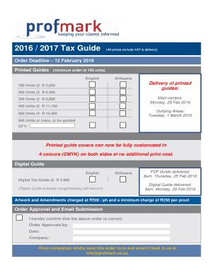 Fillable Online Profmark Co Tg Order Form Fax Email Print