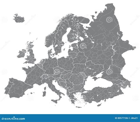 Europe Vector High Detailed Political Map With Regions Borders All