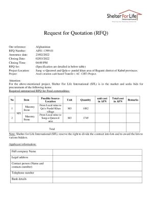 Fillable Online Request For Quotations Rfq Kabul Fax Email Print