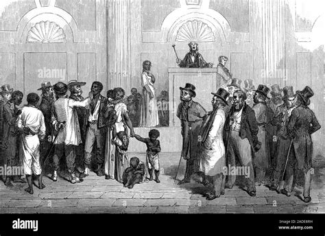 Sale of slaves in the USA, 1860s. The issue of slavery was one of the ...