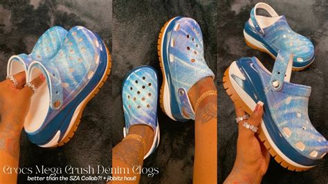 CROCS MEGA CRUSH CLOG UNBOXING REVIEW TRY ON HAUL NEW DENIM PRINT