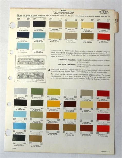 Dupont Car Paint Color Chart