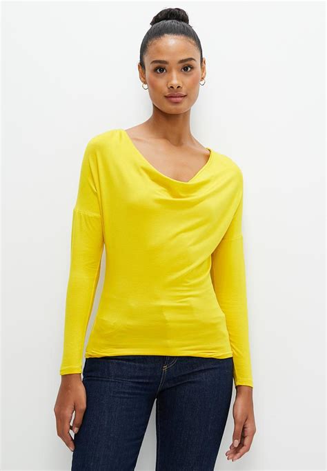 Cowl Neck Top Yellow Edit T Shirts Vests And Camis