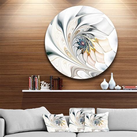 Designart White Stained Glass Floral Art Floral Circle Metal Wall Art