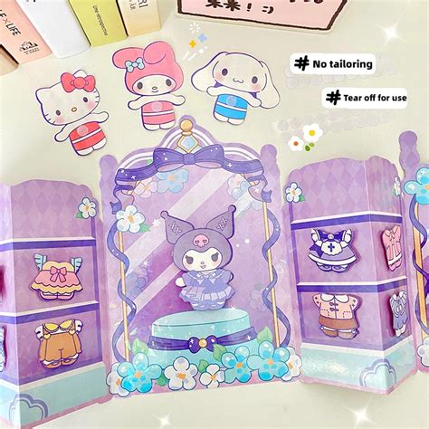 Diy Sanrio Dress Up Wardrobe Stickers Girls Cute Cartoon Kuromi Melody