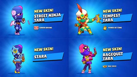 All Tara Skins Unlock Animation Brawl Stars Youtube