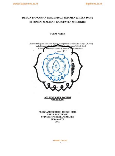 Pdf Desain Bangunan Pengendali Sedimen Check Dameprints Uns Ac Id