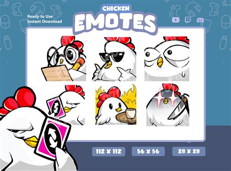 Twitch Emotes / Chicken Emotes Pack Noted, Uno Reverse, What's Uo, Shock, Uno Reverse, This is ...