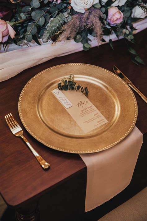 Gold Wedding Place Setting With Menu And Napkin In 2022 Gold Wedding