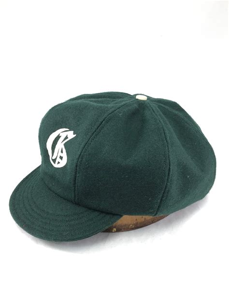 8 Panel Baggy Cricket Cap In Dark Green Melton Wool Fitted To Any Size