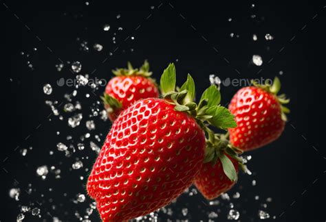 Red Strawberry Falling Into Water Splash Stock Photo By Stockphoty