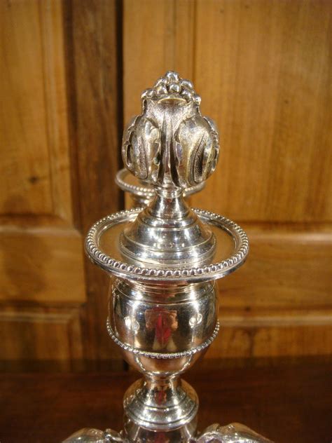 Proantic Paire De Candelabres En Bronze Argente De Style Louis Xvi