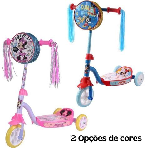 Patinete Infantil Rodas Mochilinha Disney Brink Minnie Mickey