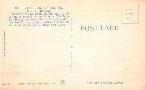 Vintage Postcard 1930 S Bell Telephone Building St Louis Missouri Paul