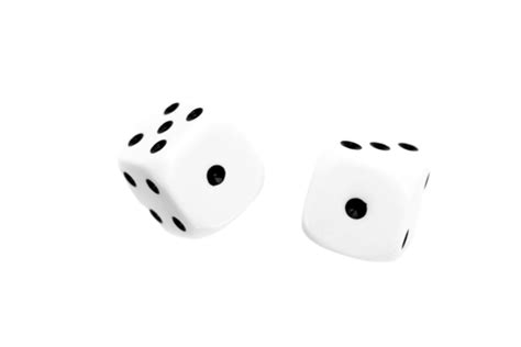 Two Black And White Dices Thrown Copy Space White Background Rolling