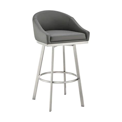 Benjara In Gray And Chrome Low Back Metal Frame Barstool Chair With