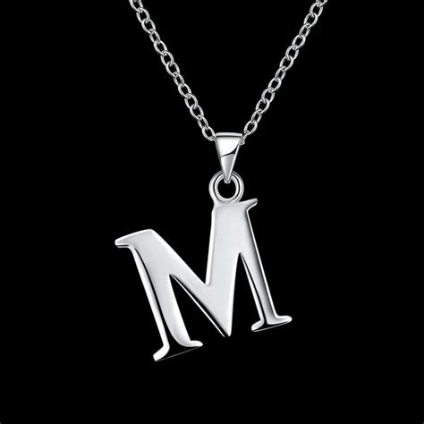 Fashion Jewelry 18 Inches 925 Sterling Silver Link Chain Letter M