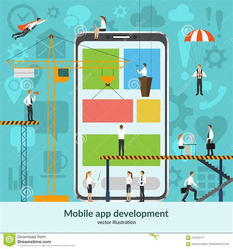 Mobile App Development Concept Stock Vector Illustration Of Assistant