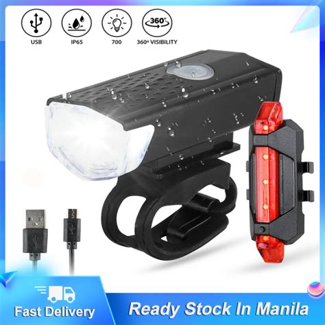 Bike Bicycle Light Set Headlight Taillight USB LED Rechargeable Set