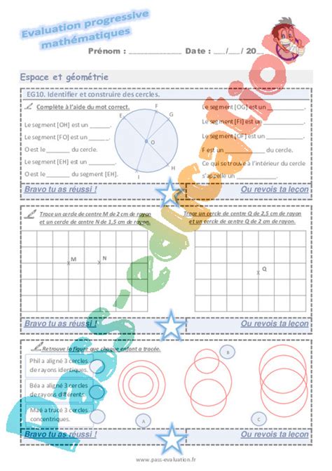 Identifier Et Construire Des Cercles Examen Evaluation Progressive