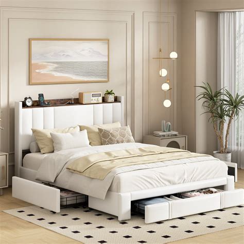 Willsoon Modern Upholstered Platform Bed Queen Full Size With Storage