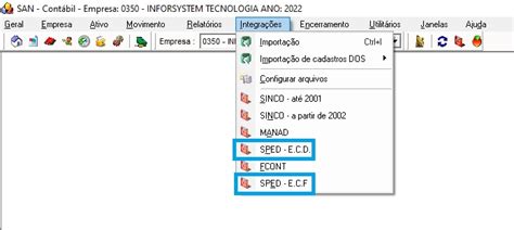 SAN Contabilidade Versão 1 4 4 2 Integração SPED ECD e SPED