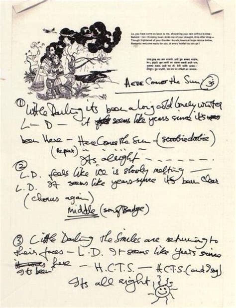 George Harrison’s handwritten lyrics for Here Comes The Sun | The ...