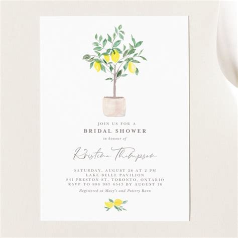 Printable Mediterranean Lemon Bridal Shower Invitation Etsy