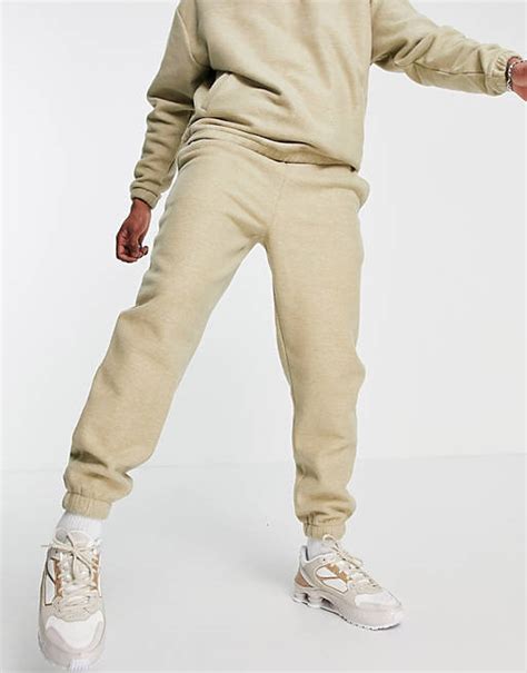 Asos Design Co Ord Oversized Polar Fleece Joggers In Beige Asos