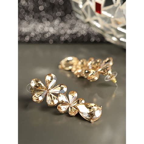 Youbella Champagne Gold Plated Stone Studded Floral Drop Earrings Buy