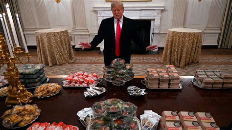 President Donald Trump Serves Up Burgers And Fries For National