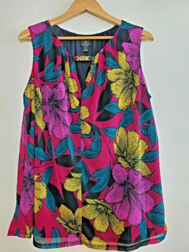 Worthington Womens Pink Floral Sleeveless Tank Blouse Top Plus Size 1x