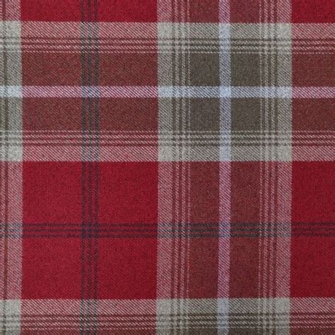 Balmoral Red Tartan Plaid Upholstery Fabric Beaumont Fabrics