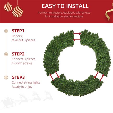 48 Inch 4 Ft Large Christmas Wreath Pre Lit Plug In Outdoor Christmas Wreaths With 210 Led